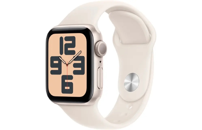 Apple Watch SE 2nd Generation (GPS) 40mm Aluminum Case with Starlight Sport Band - S_M - Starlight - (2024)